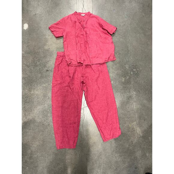 Eileen Fisher Other - Eileen Fisher 2-Piece 100% Linen Set pink Shirt & Pants Size M top L pants